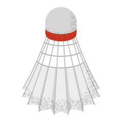 Shuttlecock for playing badminton icon. Equipment, sport, outdoor activity. Sports object for team game. Leisure and hobbies. Vector illustration isolated on white background.