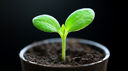 Seedling Sprout Growth Dark Background.