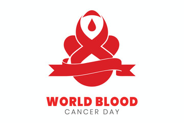 Fototapeta premium Simple vector of red ribbon for World Blood Cancer Day medical Illustration, world AIDS day awareness ribbon Concept