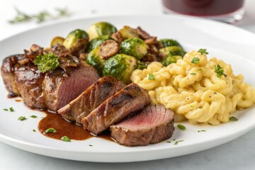 Delicious Gourmet Meal With Filet Mignon and Side Dishes Generative AI