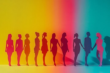 Empowered Women Silhouettes Community Strength and Support