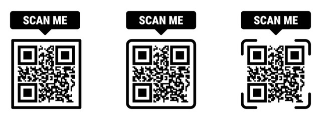 Fototapeta premium Scan me frame set. Qr code mockup. Mobile payment and identity
