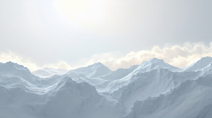Obraz premium Muted blue mountaintops cloudy peaks bright sun