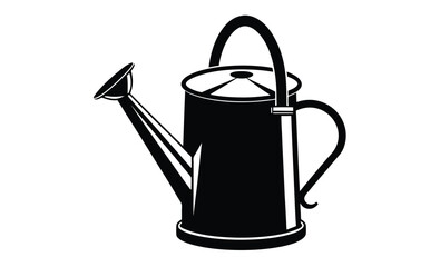 Watering can side view silhouette, Watering can icon, Watering can vector silhouette illustration