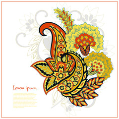 Obraz premium Damask paisley isolated vector floral ornament