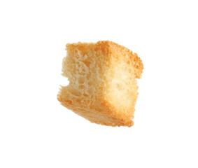 One delicious crispy crouton isolated on white
