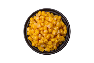Sweet yellow canned corn in bowl