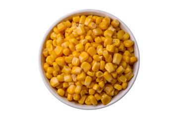 Sweet yellow canned corn in bowl