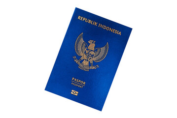 International passport of a citizen of Indonesia on a suitcase