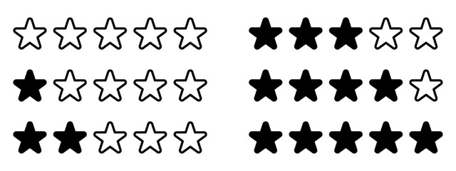 Set rating stars icon badges. Feedback . Level of satisfaction rating. 5 star rating icon. Vector illustration.