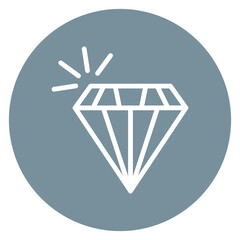 Colorful Flat Outlined Diamond Jewel Icon