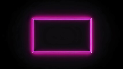 Vibrant pink neon rectangular frame glowing in the dark, perfect for adding text or imagery.  Modern, minimalist design.
