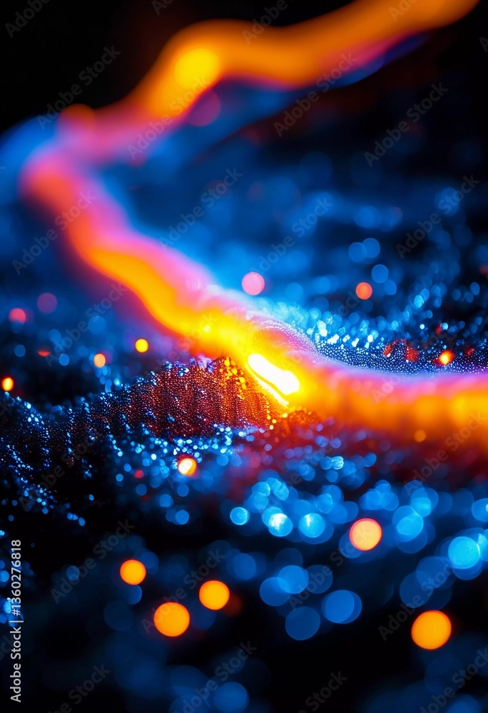 Poster a mesmerizing showcase of colors dances across the cosmic backdrop, with a fiery flash cutting throu