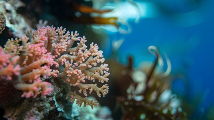 Obraz premium Coral reef close-up with pinkish tips