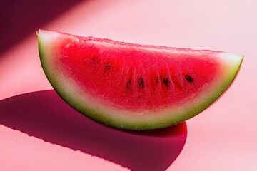 A single juicy slice of red watermelon in a summer setting