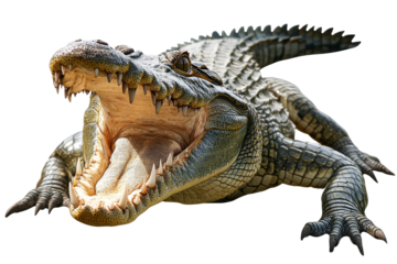 Aggressive crocodile with open mouth isolated