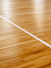 Close-up of polished wooden sports court flooring

