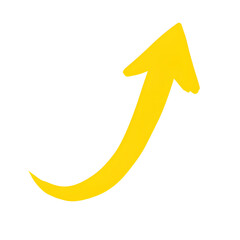 Hand-drawn bright yellow upward arrow – Playful sketch-style with uneven strokes PNG