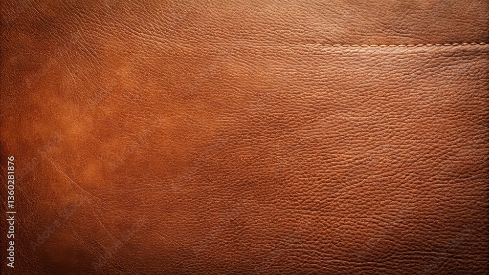Poster high-resolution image showcasing the rich texture of brown leather with subtle stitching detail