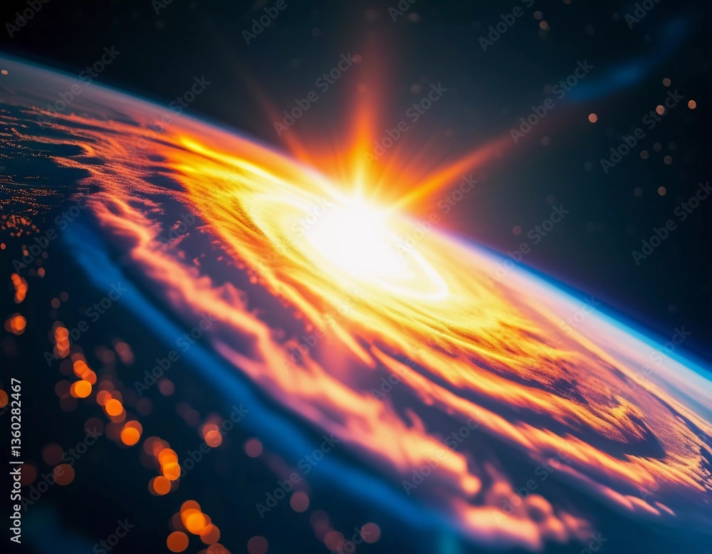 Poster an extraordinary cosmic event unfolds as a brilliant fire flash captivates the atmosphere, illuminat