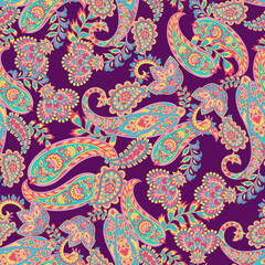 Madhubani, Kalamkari, Chinz, and Kani seamless pattern. Shirting fabric, Ajrakh and Ikat styles. Patola backdrop. Floral allover design