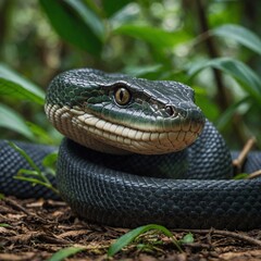 Fototapeta premium King Cobra Preparing to Strike in the Jungle.