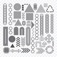 Abstract geometric shapes, modern collection of various graphic elements for design.