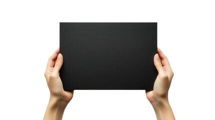 Empty Black Sign Held in Hands