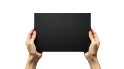 Empty Black Sign Held in Hands