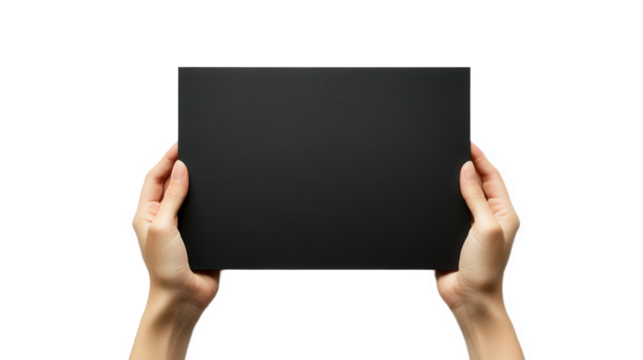 Empty Black Sign Held in Hands