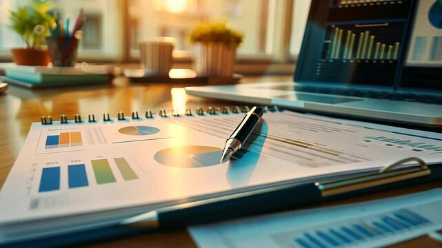 Schreibtisch mit Finanzanalyse Unterlagen