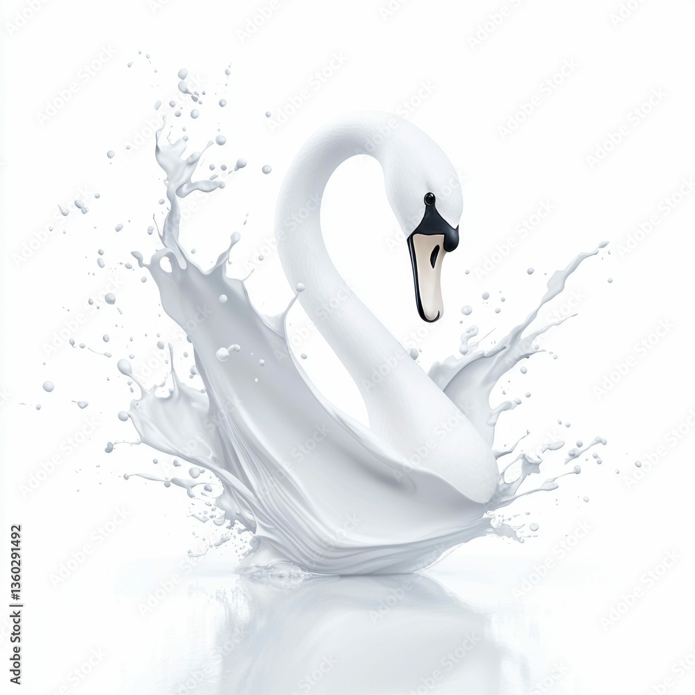 Aufkleber a sleek white swan gracefully rises from a dynamic splash of liquid, embodying purity and motion.