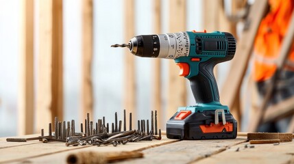 Power drill on workbench
