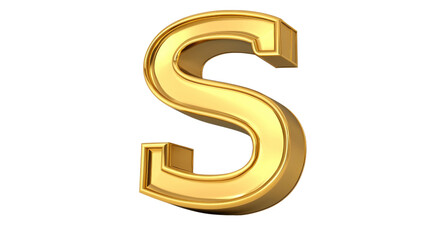 Naklejka premium Three Dimensional Golden Letter S on Transparent Background