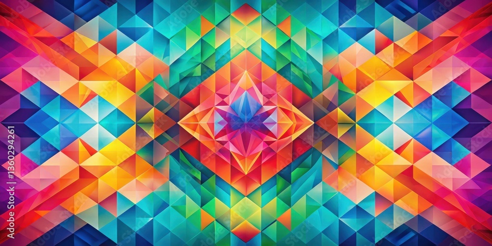 Fototapete vibrant abstract geometric pattern with symmetrical triangles and colorful hues