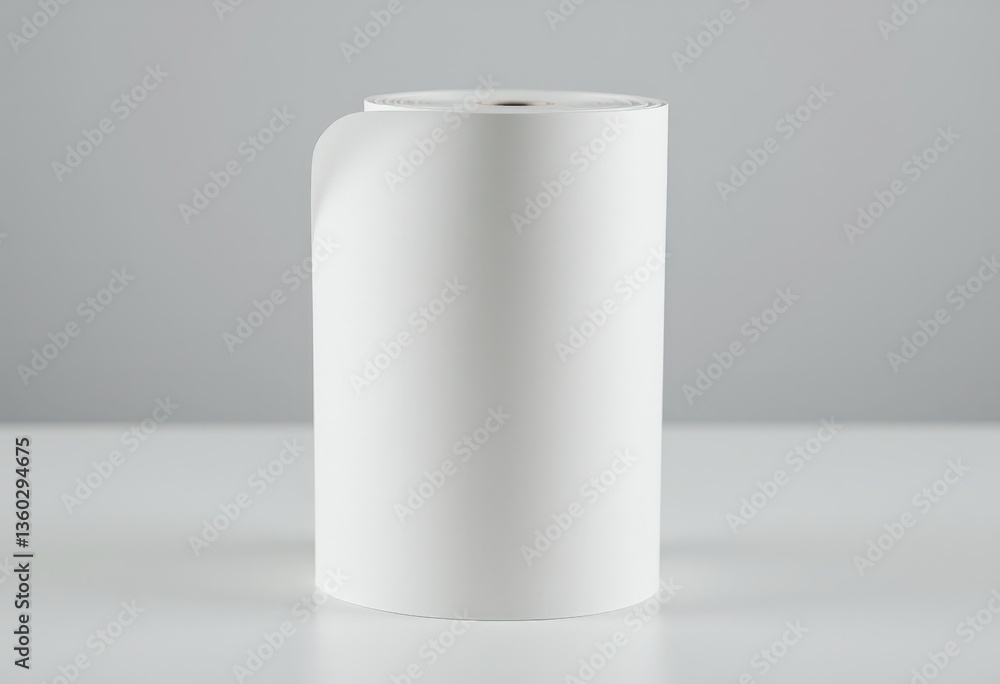 Poster white cylindrical object on a simple gray background