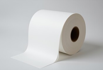 Roll of blank white paper against a neutral background  