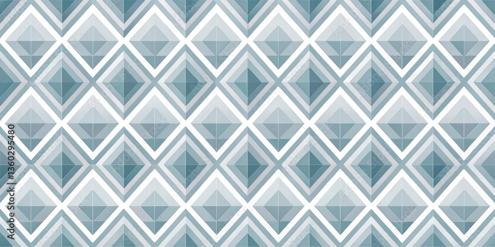 Poster abstract geometric pattern of interlocking teal and white diamonds