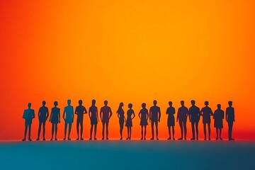 Naklejka premium Optimistic Gradient Silhouette People Lineup Background