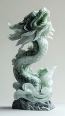 Realistic jade animal sculpture of a graceful ram