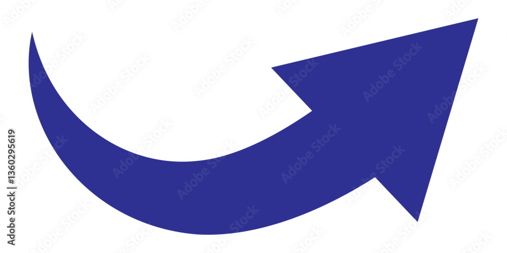 Poster long red curved arrow icon vector. red long arrow vector. flat style arrow symbol. red of an arrow o
