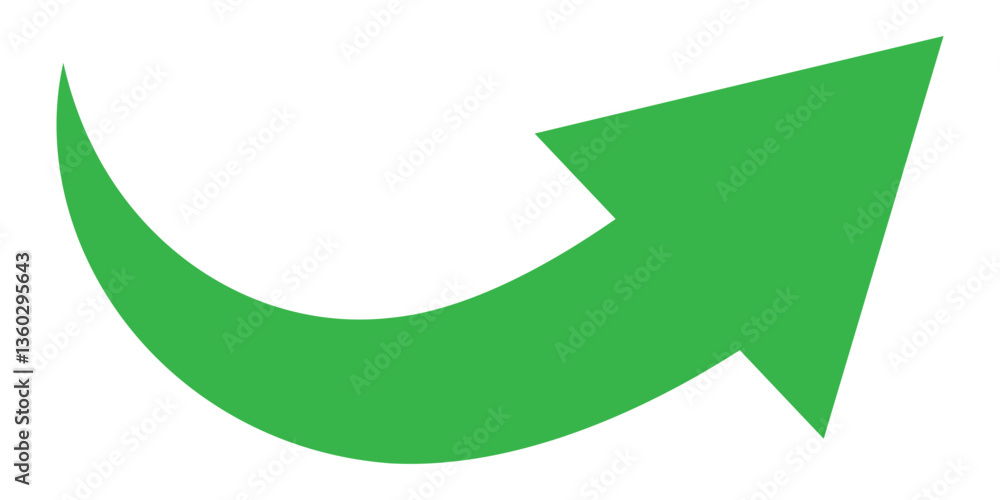 Poster long red curved arrow icon vector. red long arrow vector. flat style arrow symbol. red of an arrow o