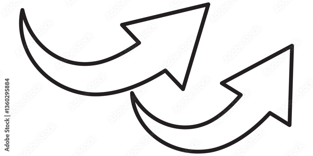 Poster long red curved arrow icon vector. red long arrow vector. flat style arrow symbol. red of an arrow o