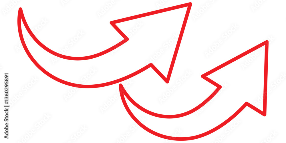 Aufkleber long red curved arrow icon vector. red long arrow vector. flat style arrow symbol. red of an arrow o