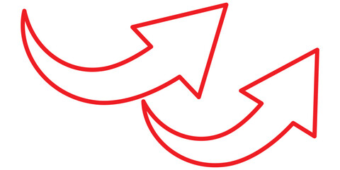 Long Red Curved arrow icon vector. Red long arrow vector. flat style Arrow symbol. RED of an arrow on a white background. vector illustration.