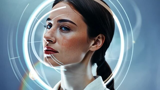 Portr&auml;t einer Frau mit digitalem Overlay