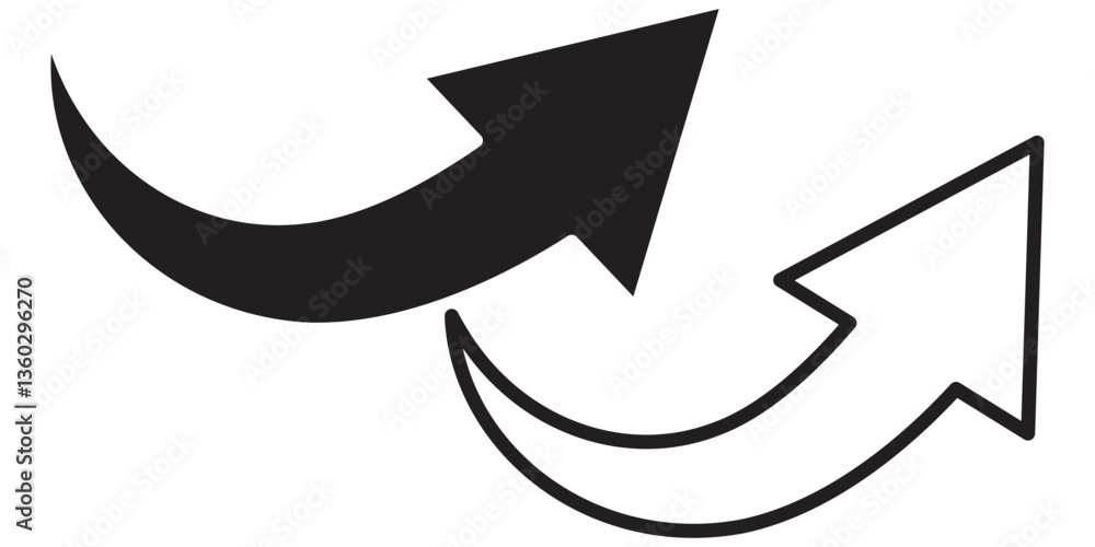 Poster long red curved arrow icon vector. red long arrow vector. flat style arrow symbol. red of an arrow o