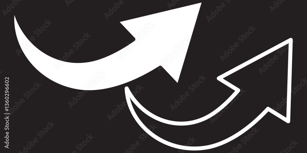 Aufkleber long red curved arrow icon vector. red long arrow vector. flat style arrow symbol. red of an arrow o