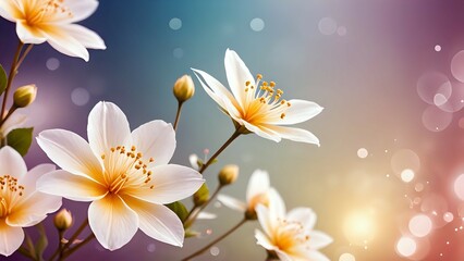 Stunning close-up of delicate white flowers with yellow centers, bokeh background, springtime bloom.
