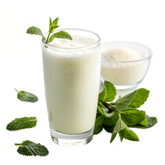 glass of yogurt with mint